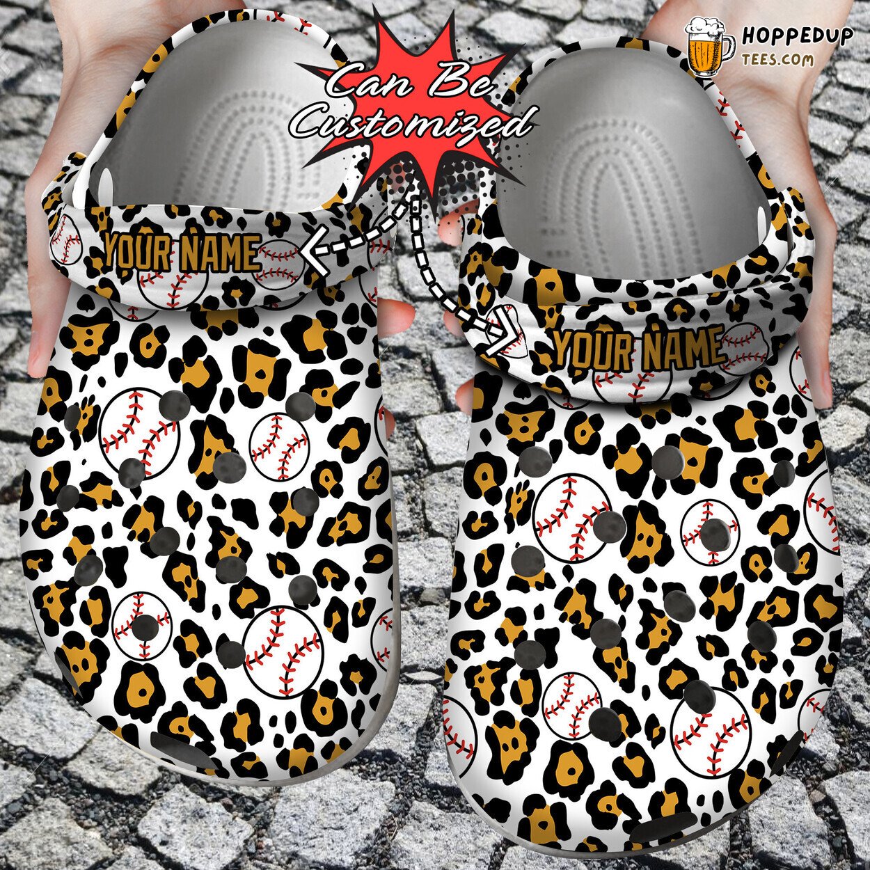 Seamless Baseball Leopard Personalized Comfortable Clog Shoes Unique