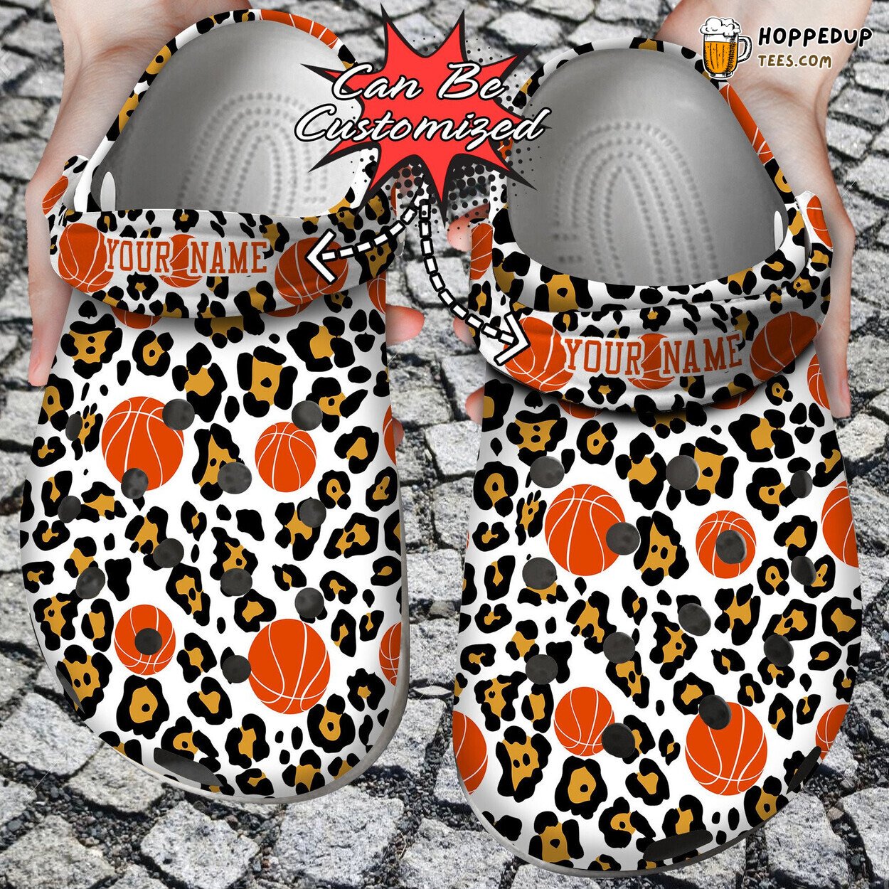 Seamless Basketball Leopard Print Custom Comfortable Clogs Shoes