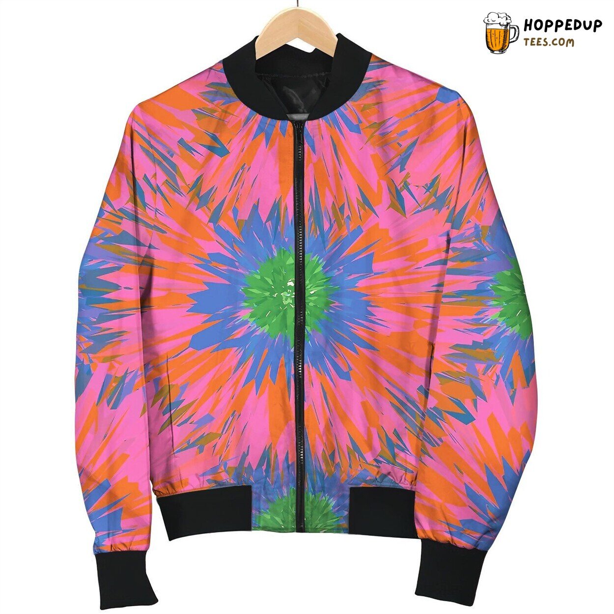 Seamless Bright Colors Tropical Floral Pattern Bomber Jacket