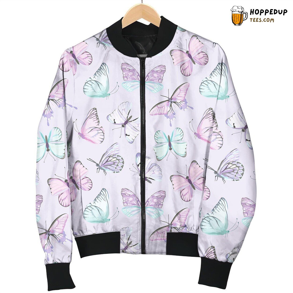 Seamless Butterfly Watercolor Pattern Vintagev Bomber Jacket