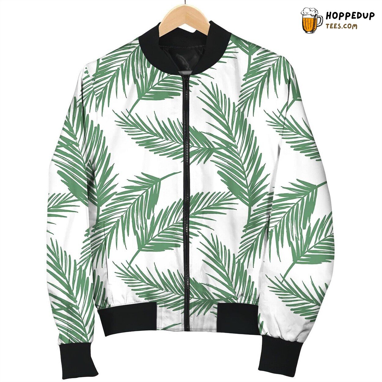 Seamless Exotic Pattern With Palm Leaves Bomber Jacket