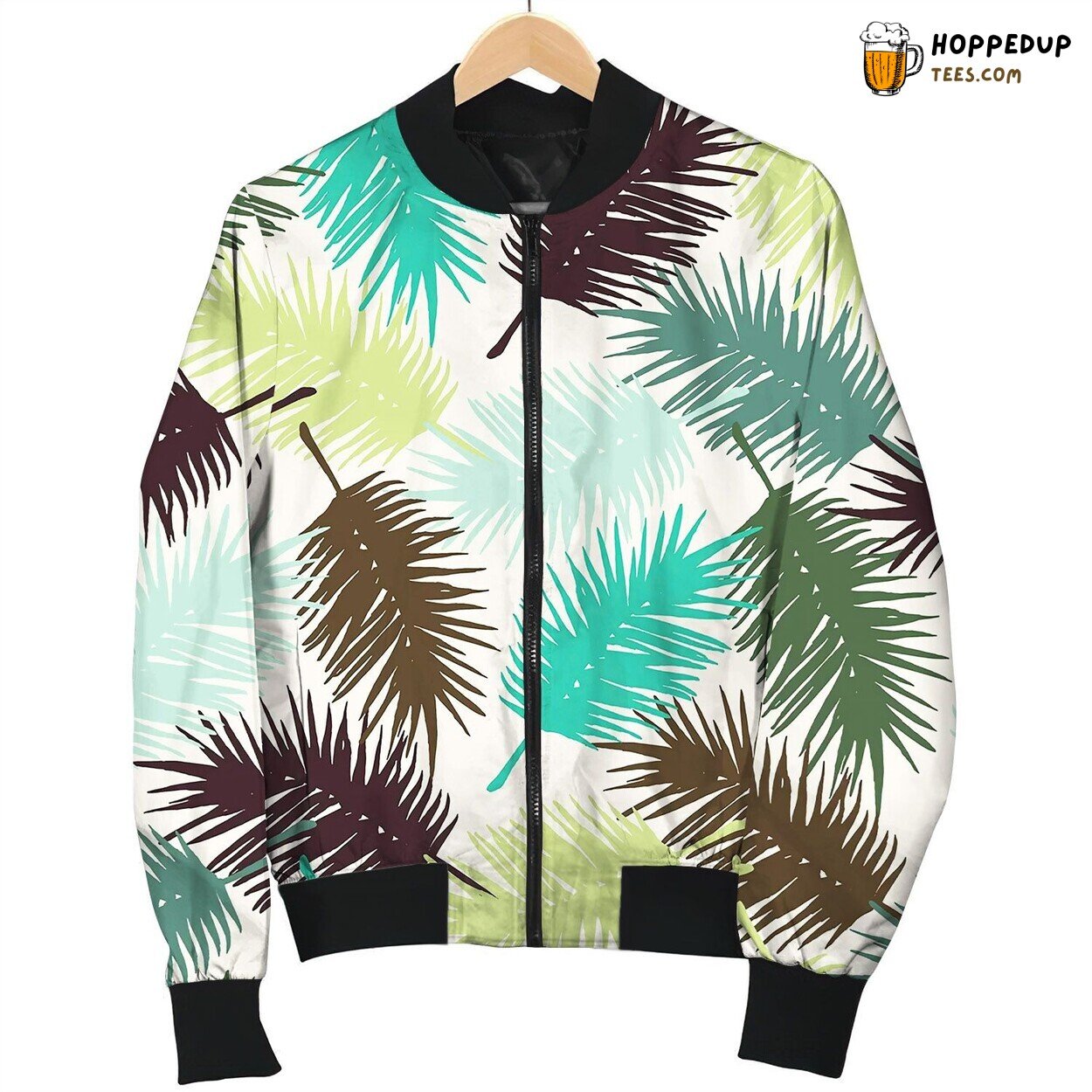 Seamless Exotic Pattern With Palm Leaves Happy Bomber Jacket