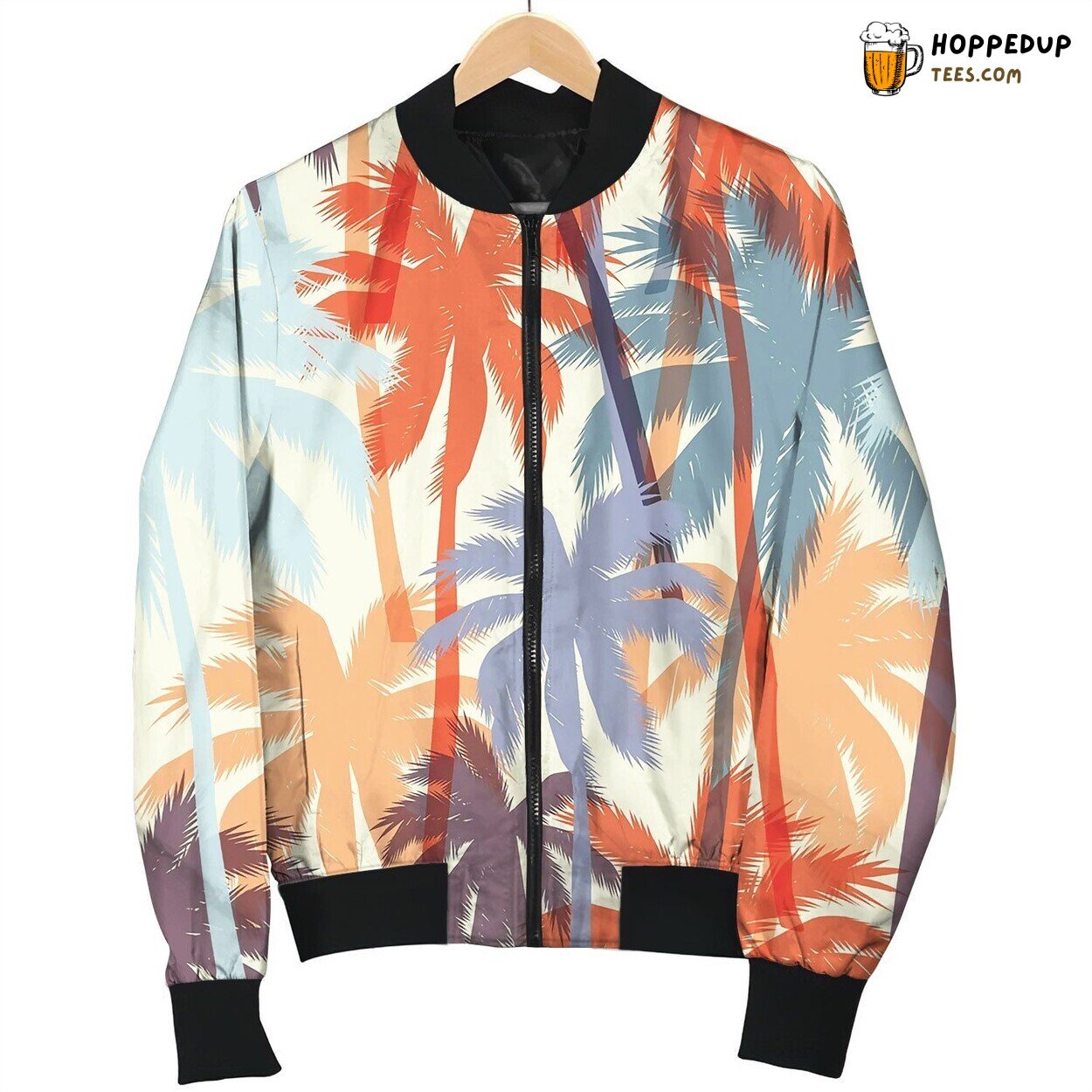 Seamless Exotic Pattern With Palm Leaves Love Bomber Jacket