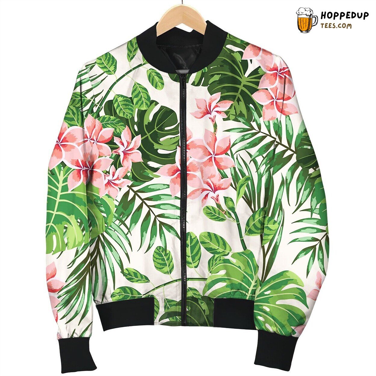 Seamless Exotic Pattern With Tropical Leaves And F Bomber Jacket