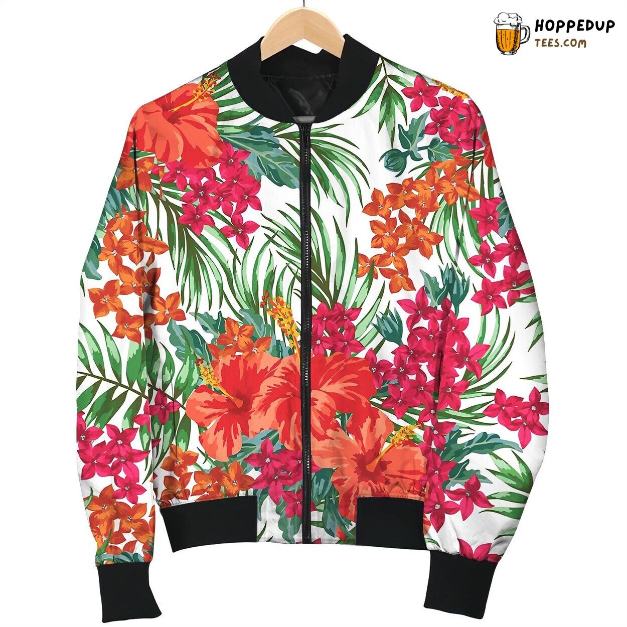 Seamless Exotic Pattern With Tropical Leaves Color Bomber Jacket