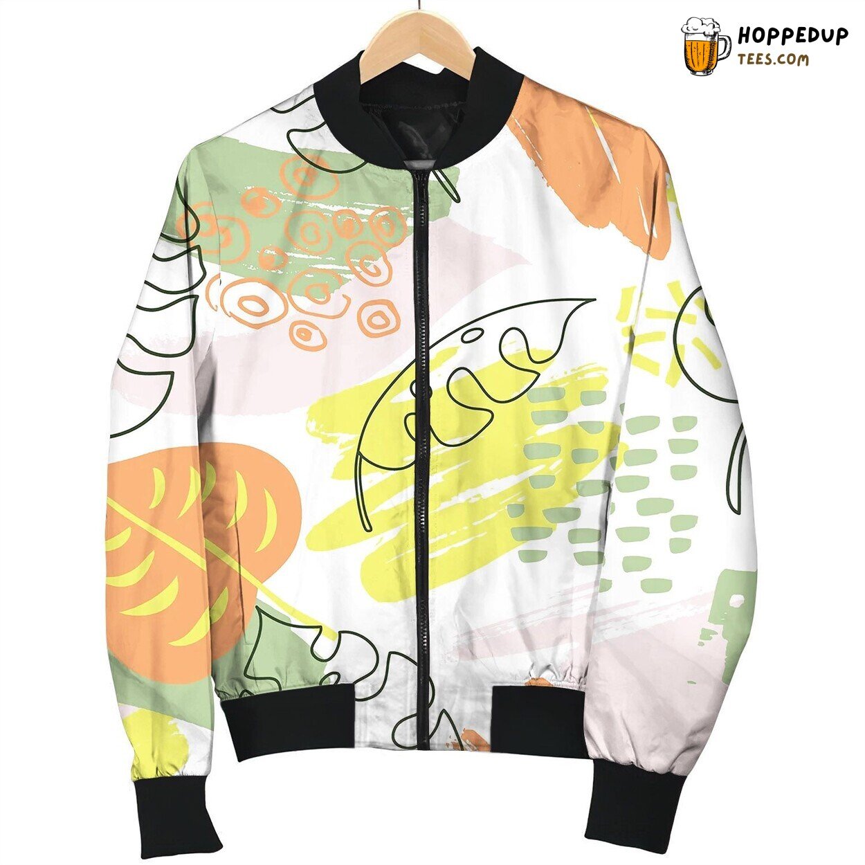 Seamless Exotic Pattern With Tropical Leaves Green Bomber Jacket