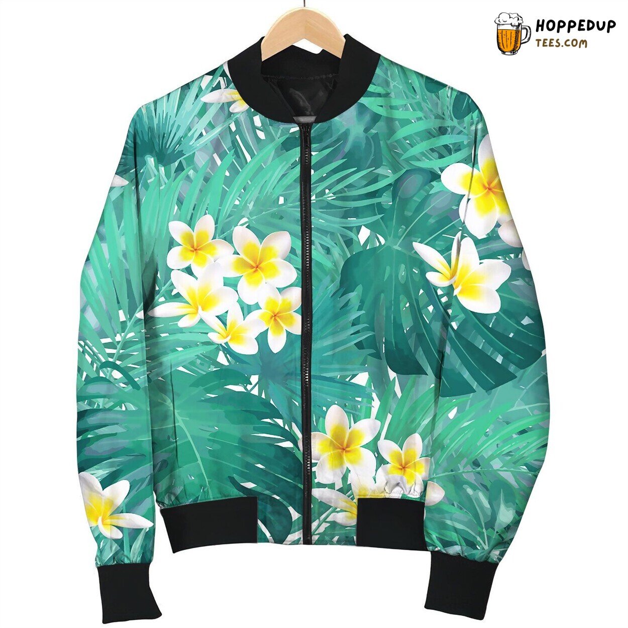 Seamless Exotic Pattern With Tropical Leaves Happy Bomber Jacket