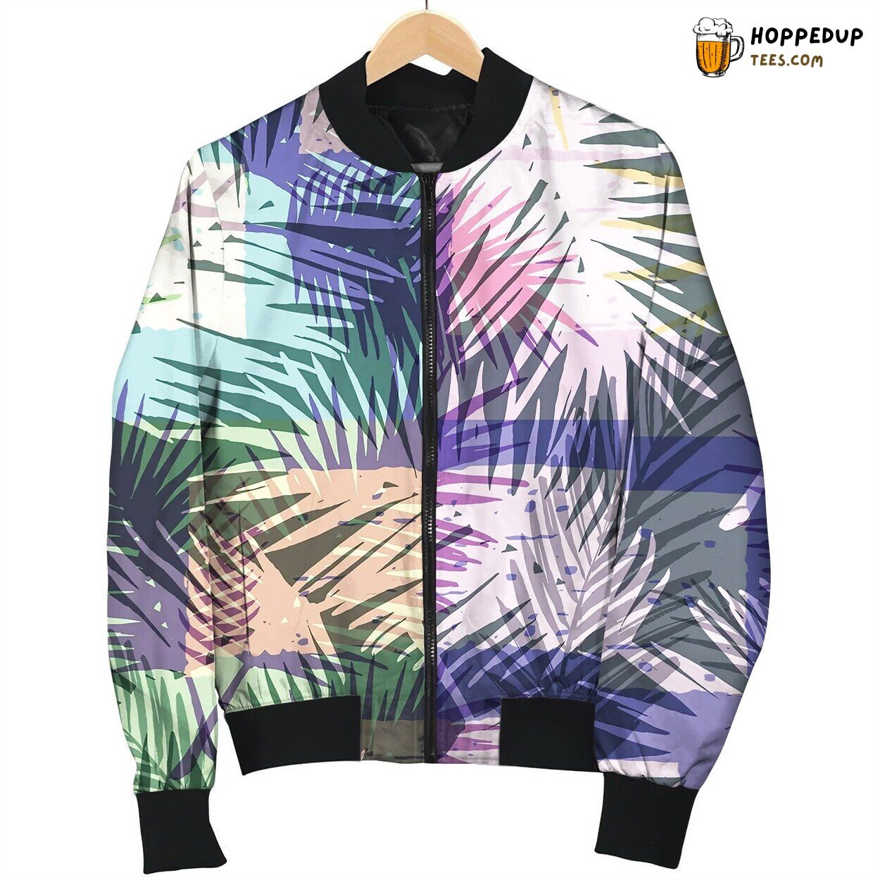Seamless Exotic Pattern With Tropical Palm Happy Bomber Jacket