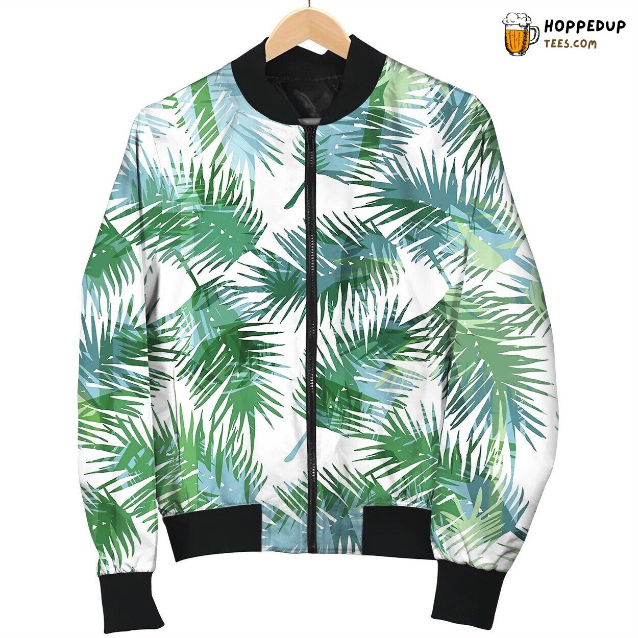 Seamless Exotic Pattern With Tropical Palm Leaves Bomber Jacket