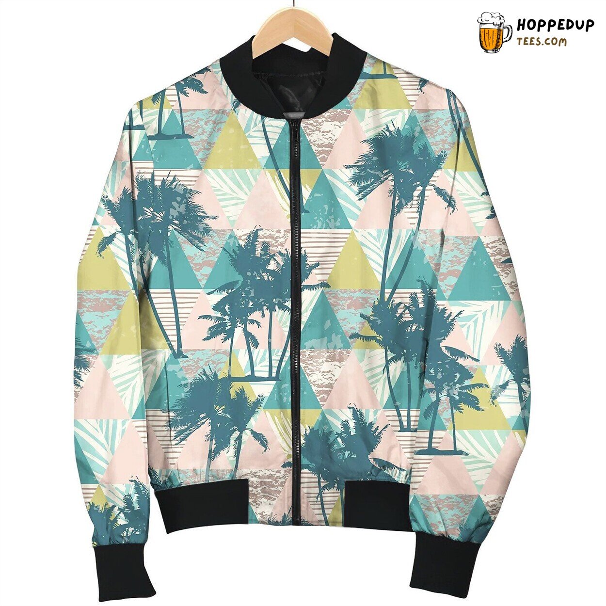 Seamless Exotic Pattern With Tropical Palms Love Bomber Jacket