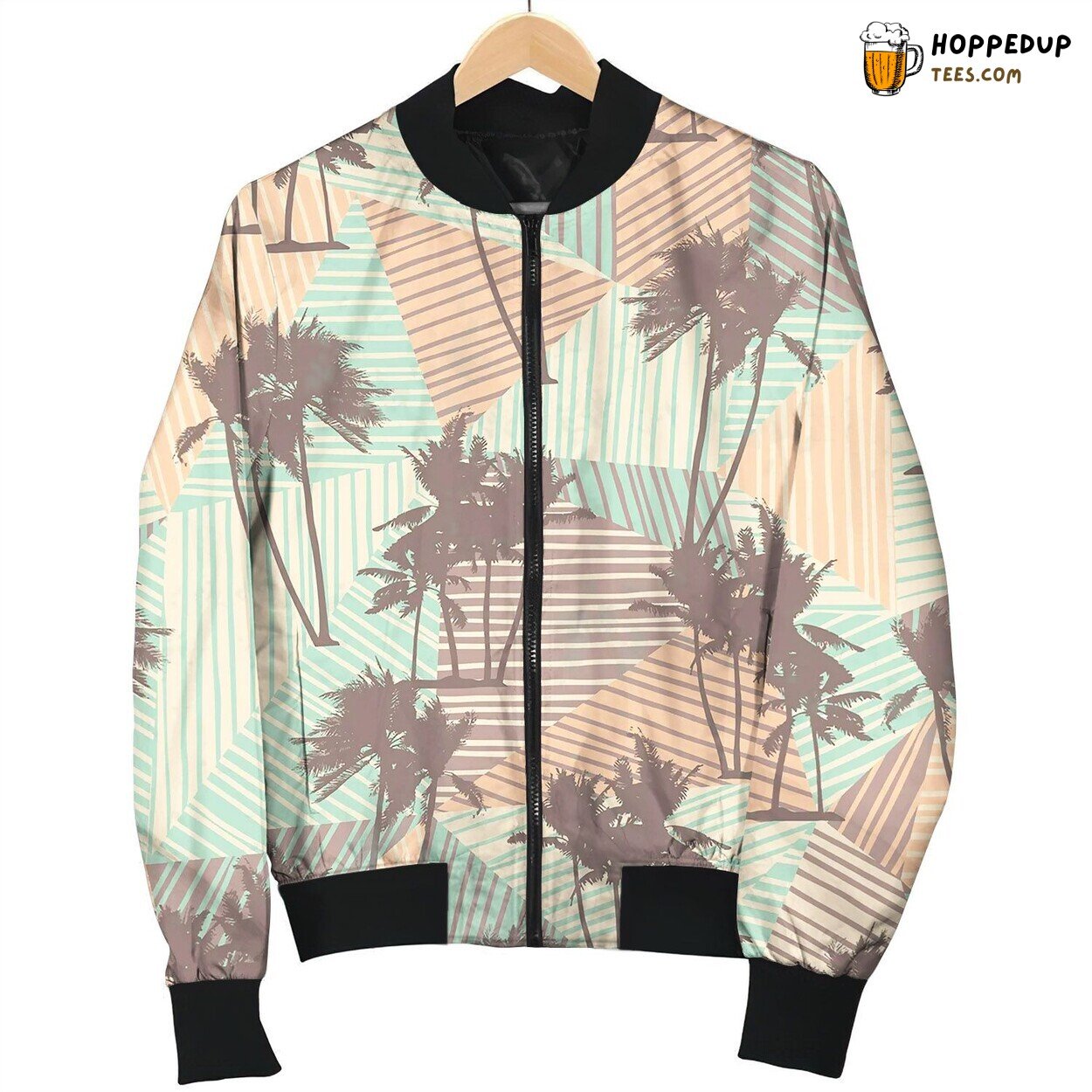 Seamless Exotic Pattern With Tropical Palms Smile Bomber Jacket