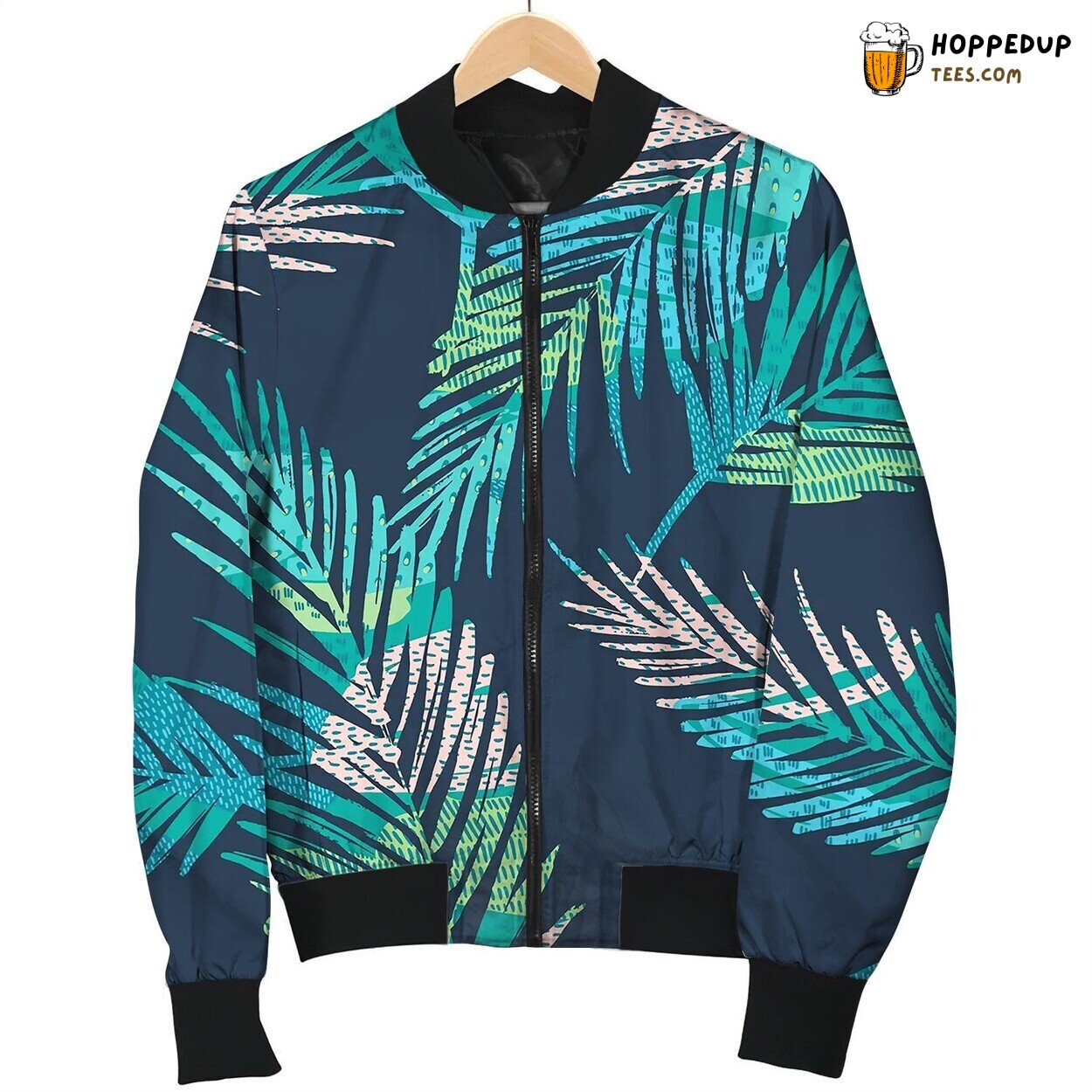 Seamless Exotic Pattern With Tropical Plants Bomber Jacket