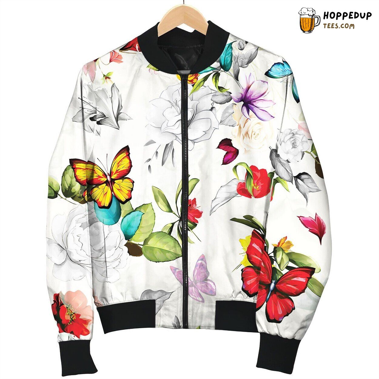 Seamless Floral Background Pattern Flowers Roses Bomber Jacket