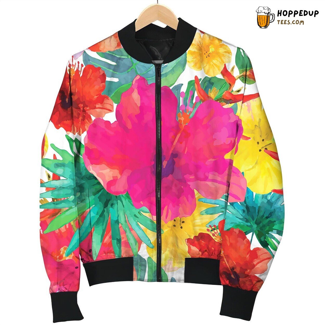 Seamless Floral Background Tropical Colorful Bomber Jacket