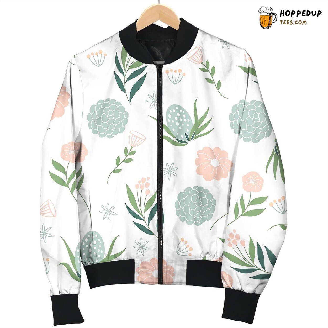 Seamless Floral Pattern Bomber Jacket