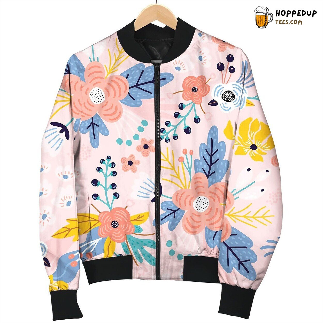 Seamless Floral Pattern Creative Flower Texture Bomber Jacket