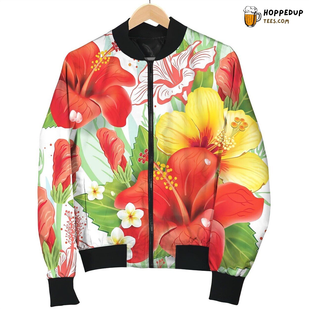 Seamless Floral Pattern With Hibiscus Pattern Bomber Jacket