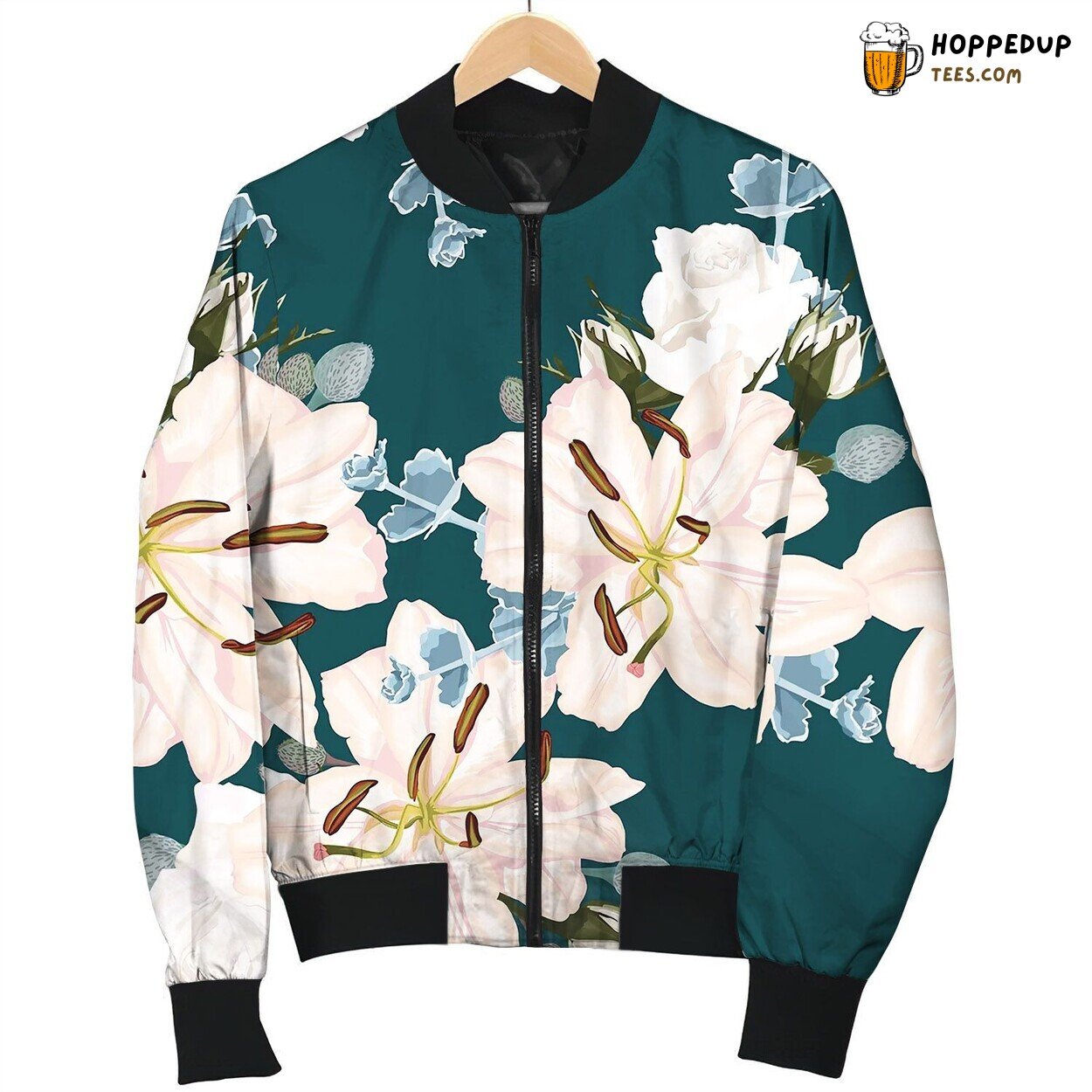 Seamless Floral Pattern With Retro Flowers Bomber Jacket