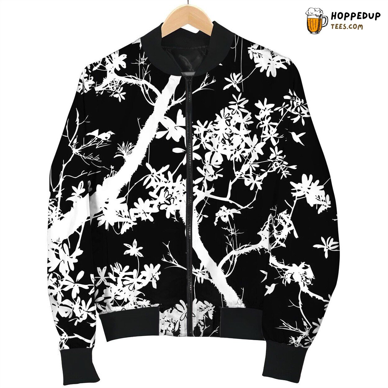 Seamless Floral Pattern With Trees Love Bomber Jacket