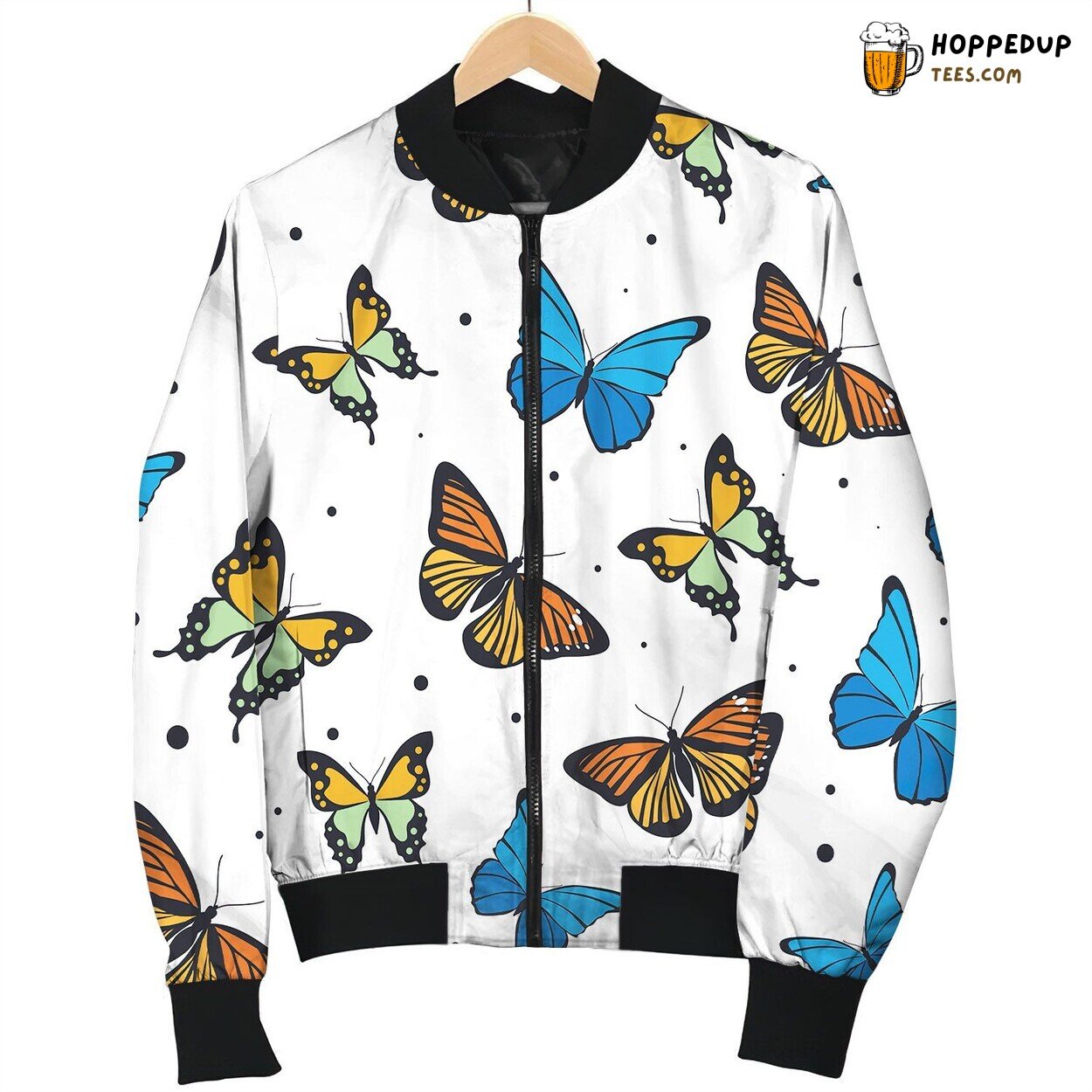Seamless Pattern Butterflies Creative Texture Fabric Bomber Jacket