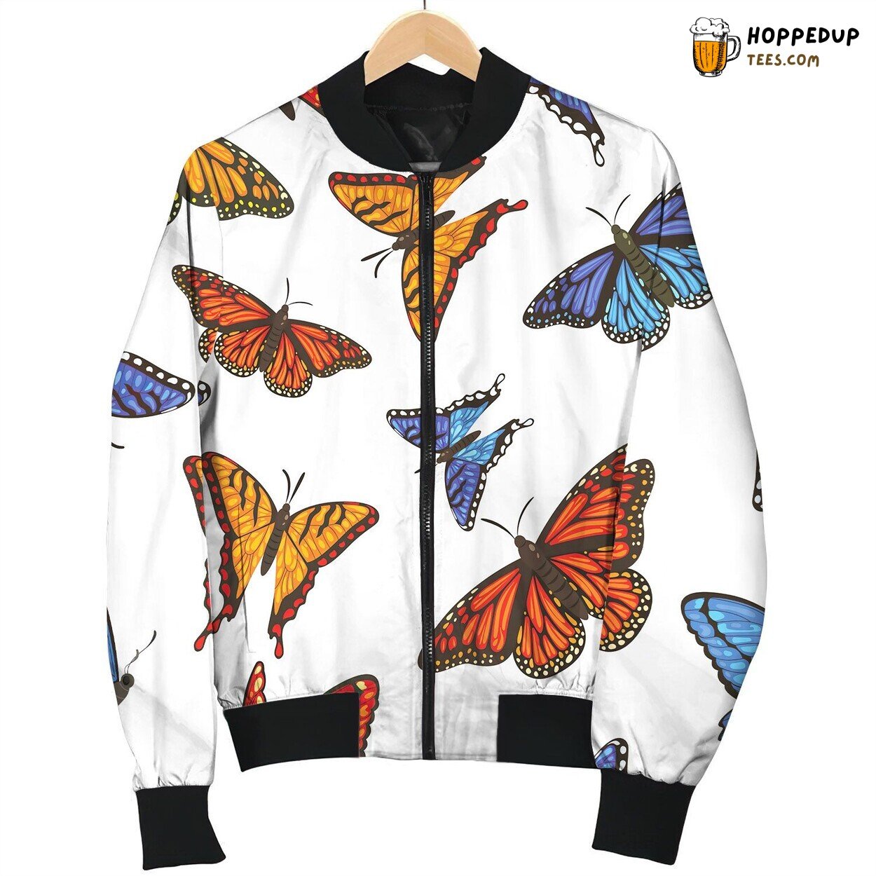 Seamless Pattern Butterflies Love Bomber Jacket