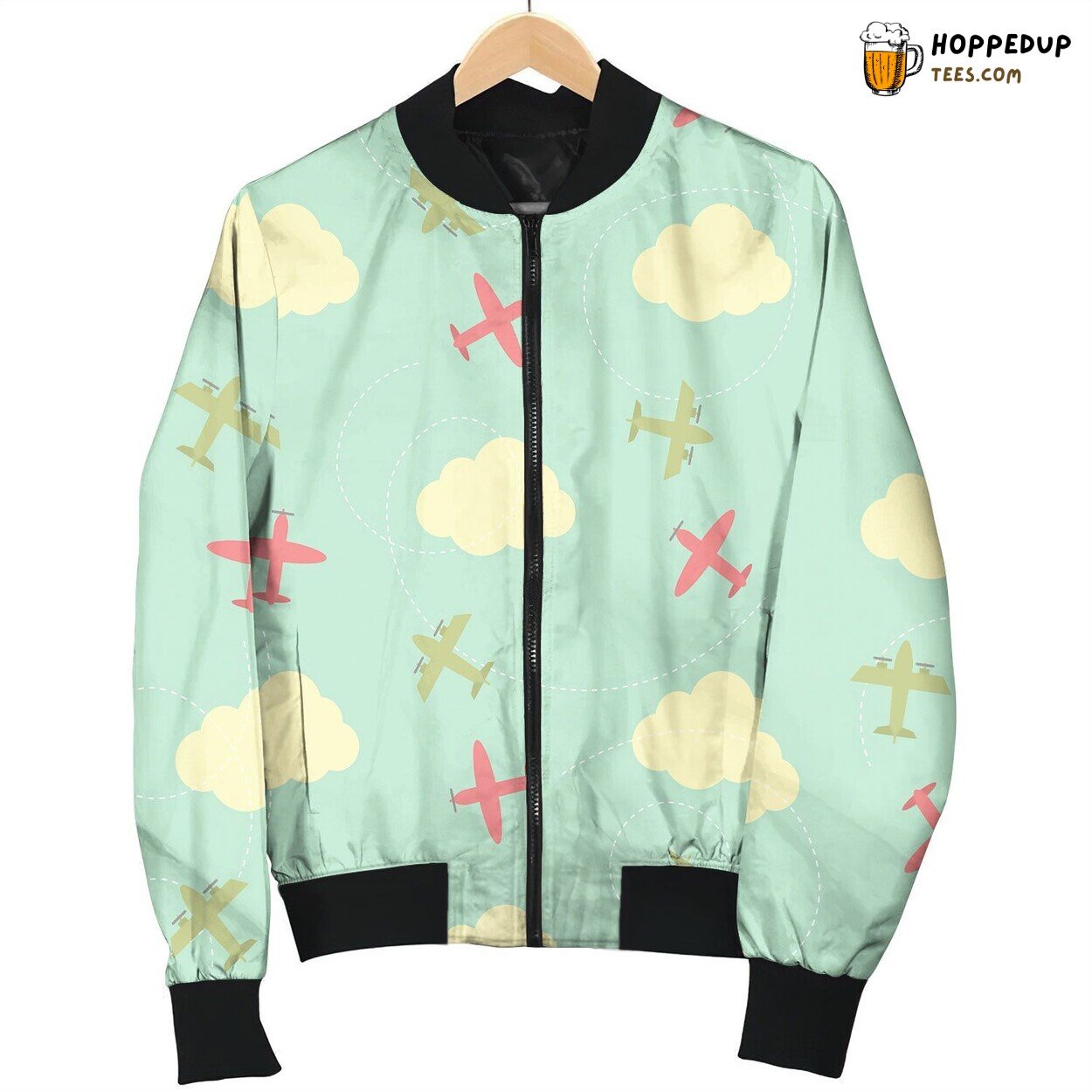 Seamless Pattern Cloud Red Green Bomber Jacket