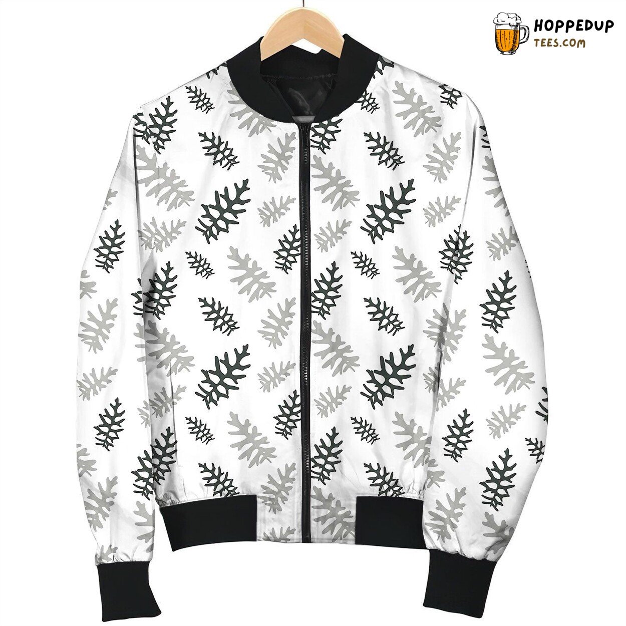 Seamless Pattern Colorful Naturalistic Leaves Bomber Jacket