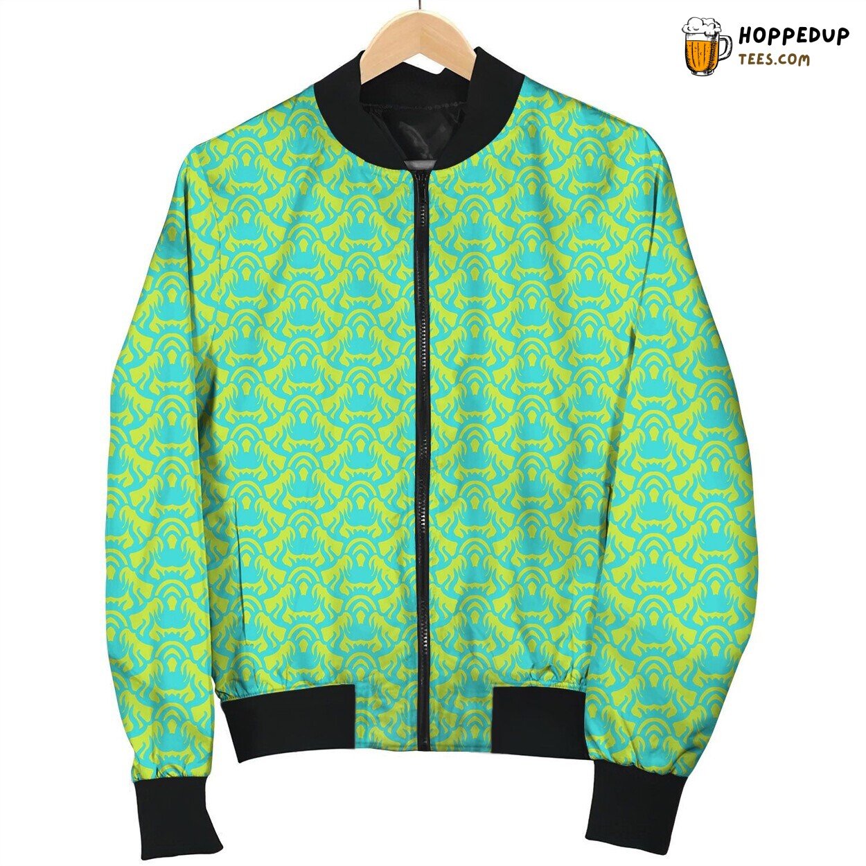 Seamless Pattern In Tropical Green Bomber Jacket