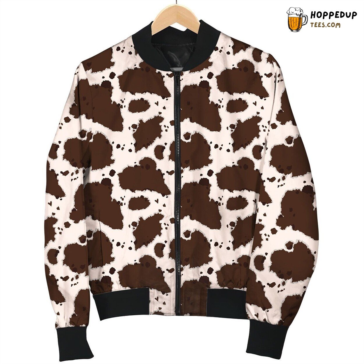 Seamless Pattern Of Brown Cow Bomber Jacket