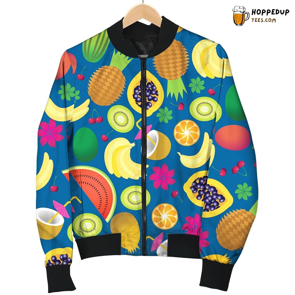 Seamless Pattern Of Tropical Fruit Bomber Jacket
