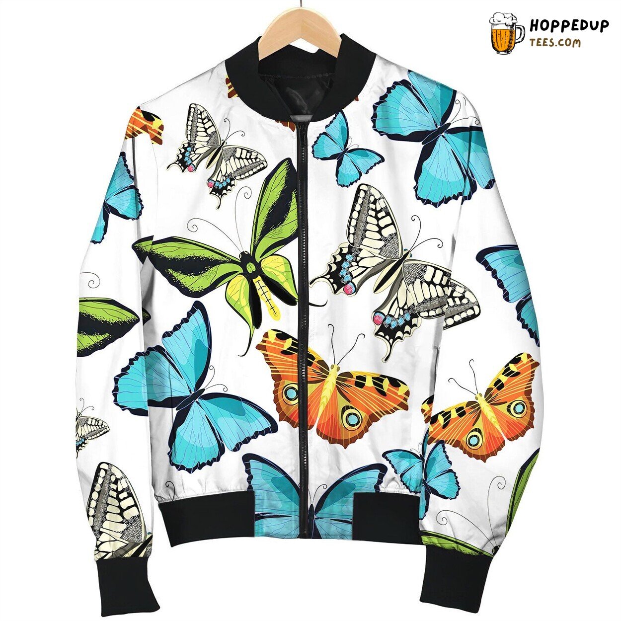Seamless Pattern Ornithoptera Paradisea Butterfly Bomber Jacket