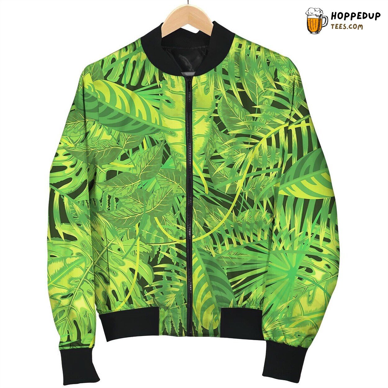 Seamless Pattern With Exotic Tropical Leaves Bomber Jacket