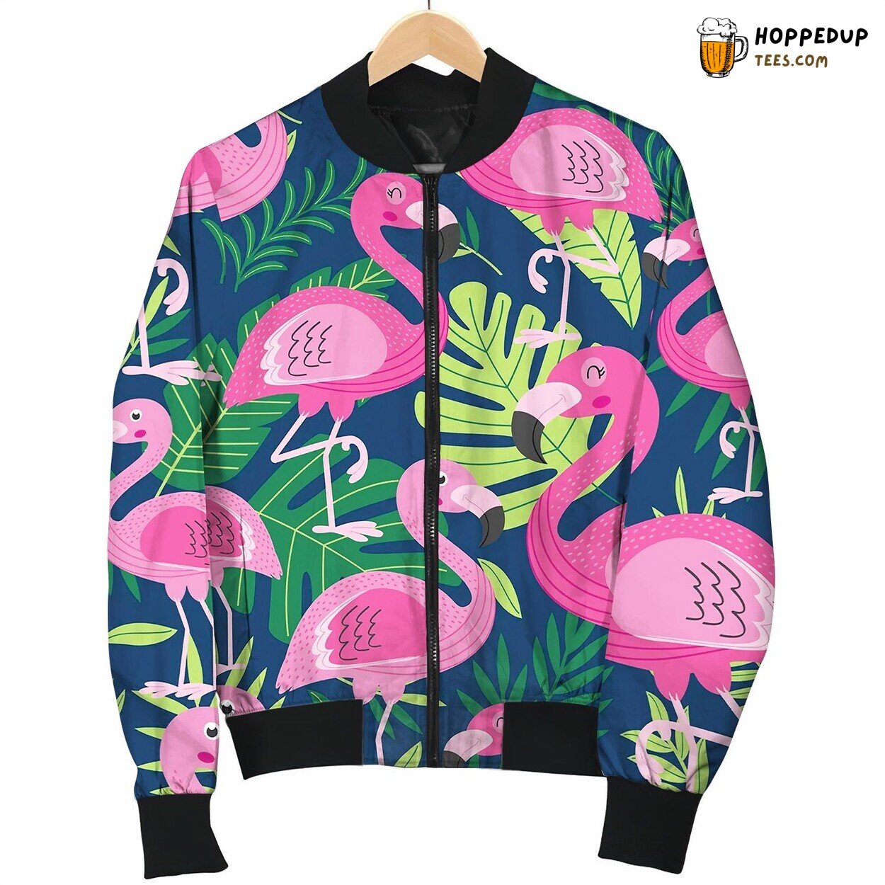 Seamless Pattern With Flamingo Love Bomber Jacket