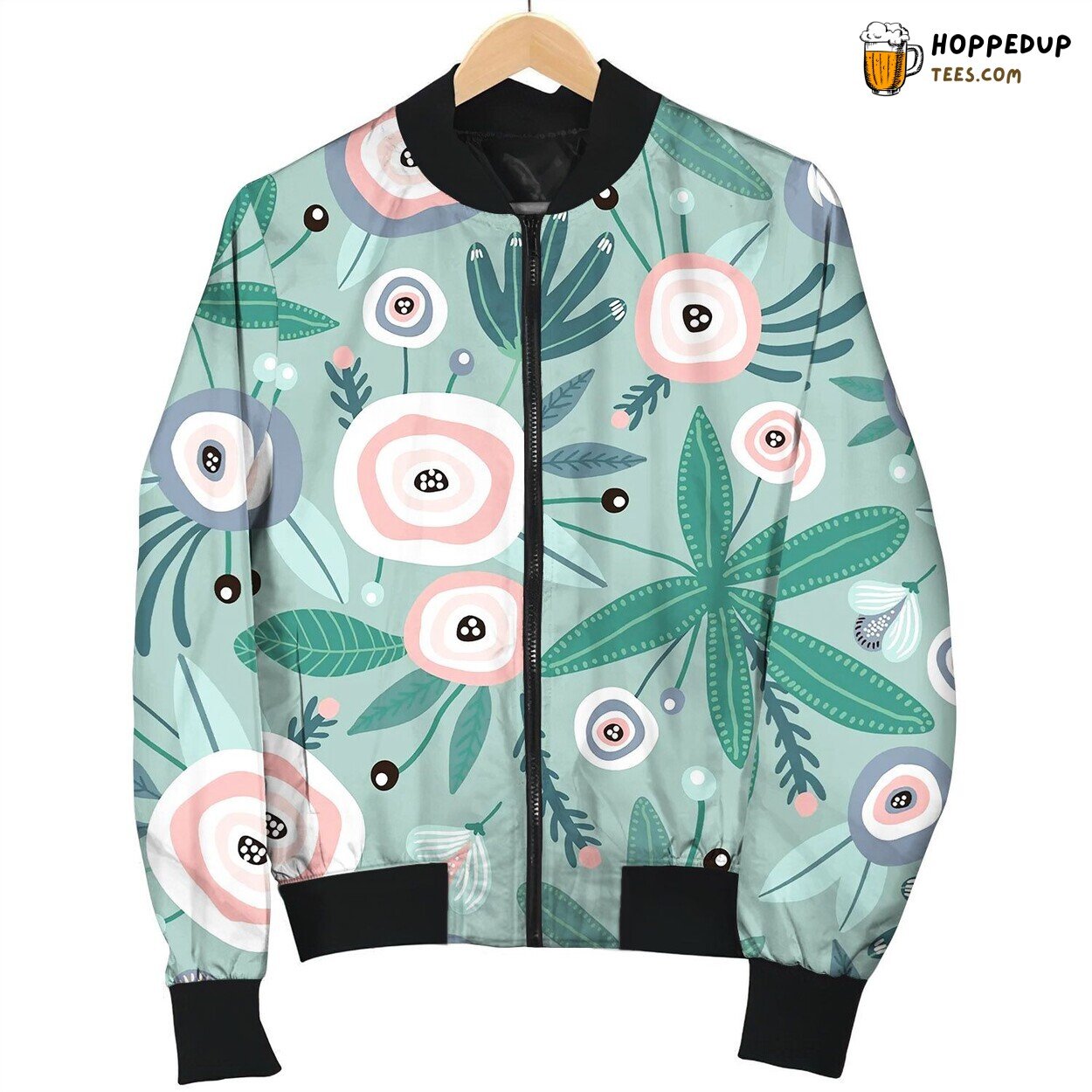 Seamless Pattern With Flowers Leaves Creative Bomber Jacket