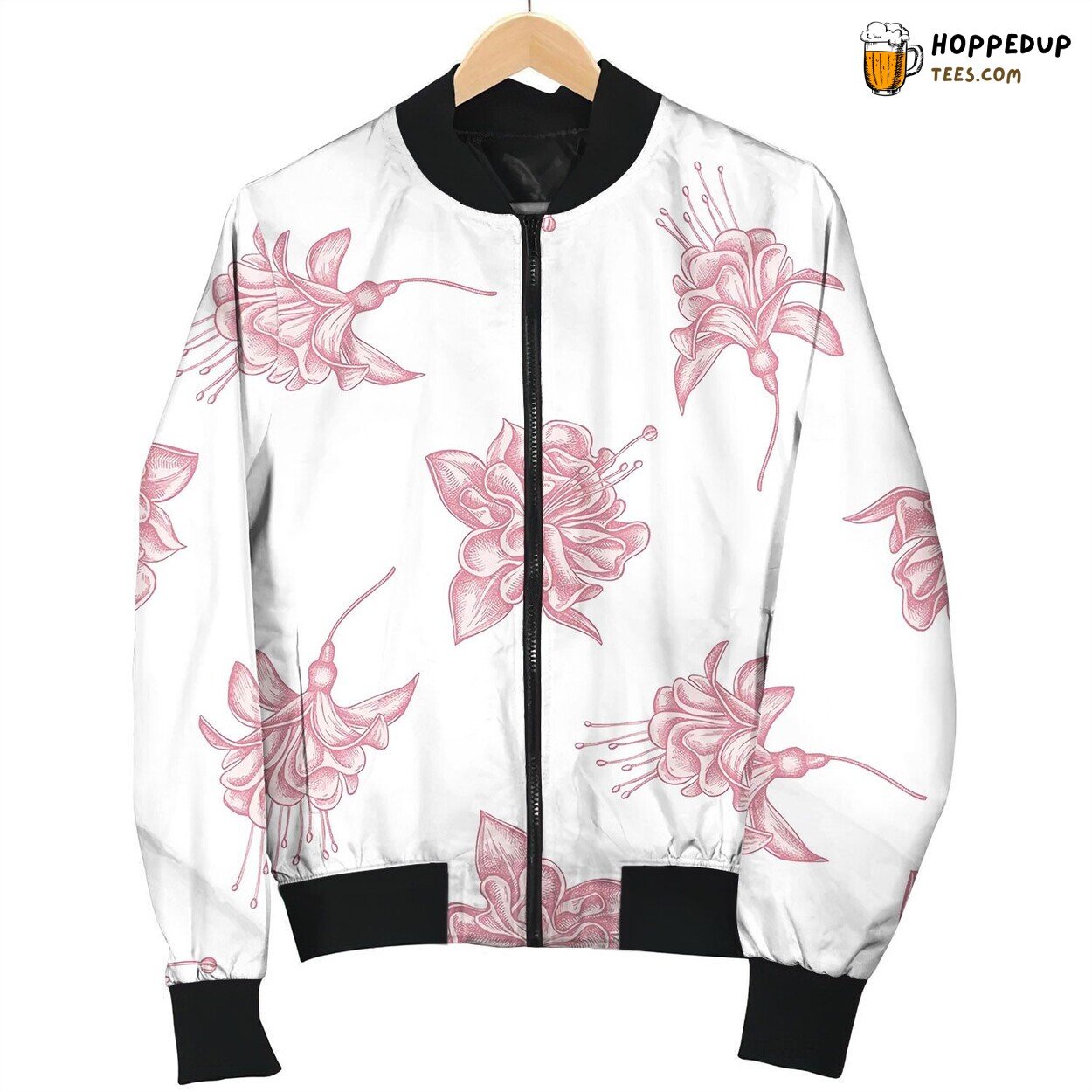 Seamless Pattern With Hand Drawn Pastel Fuchsia Bomber Jacket