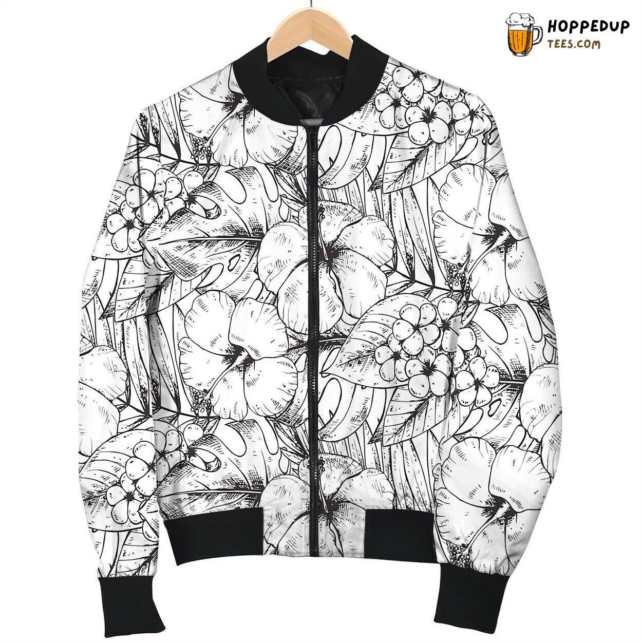Seamless Pattern With Hand Drawn Tropical Plants Bomber Jacket