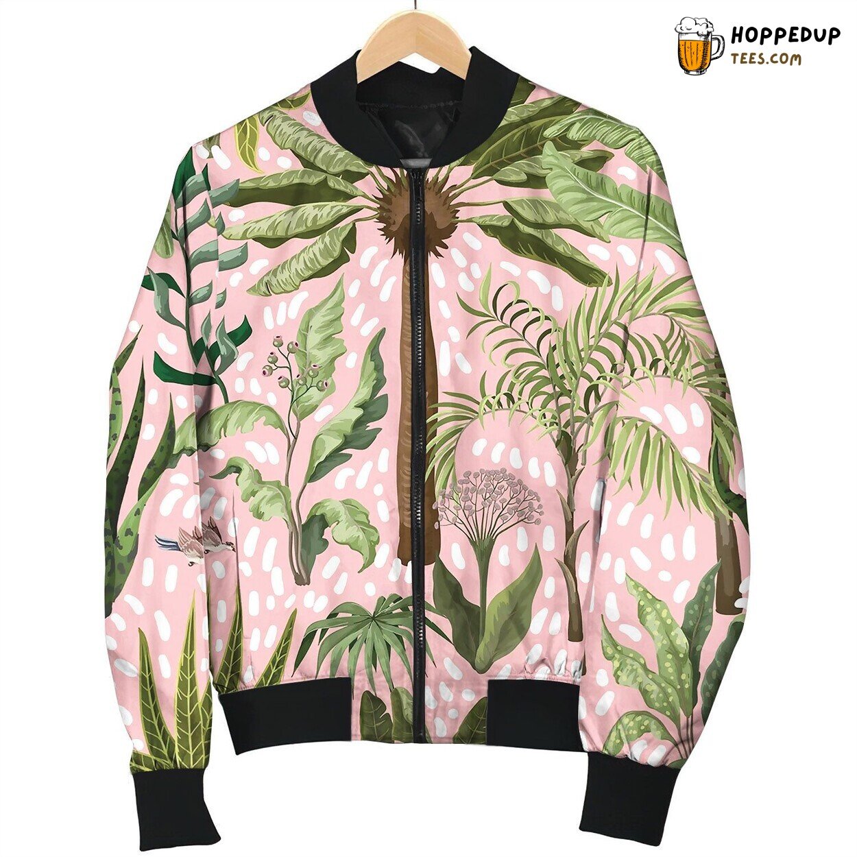 Seamless Pattern With Jungle Trees Palm Banana Bomber Jacket