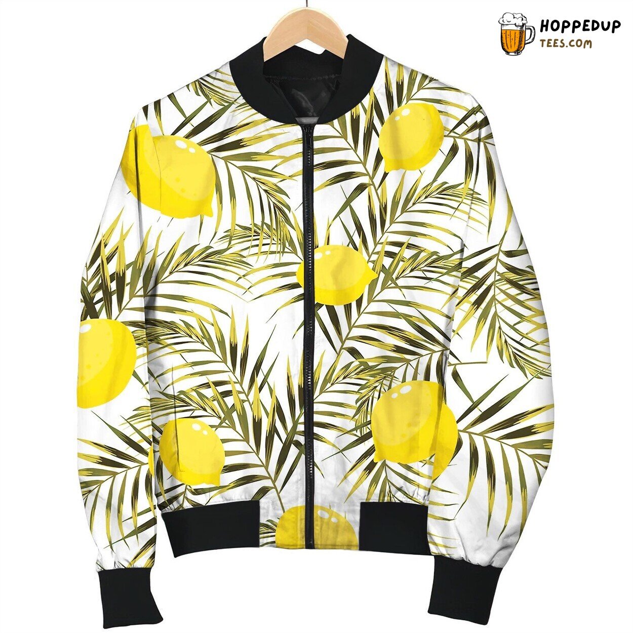 Seamless Pattern With Lemons And Green Bomber Jacket