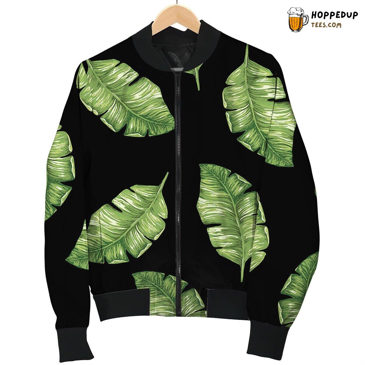 Seamless Pattern With Palm Leaves Bomber Jacket