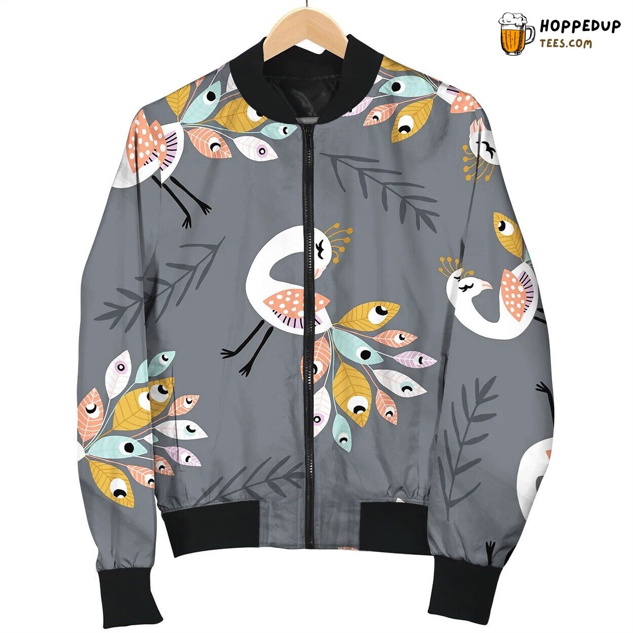 Seamless Pattern With Peacoks Creative Childish Bomber Jacket