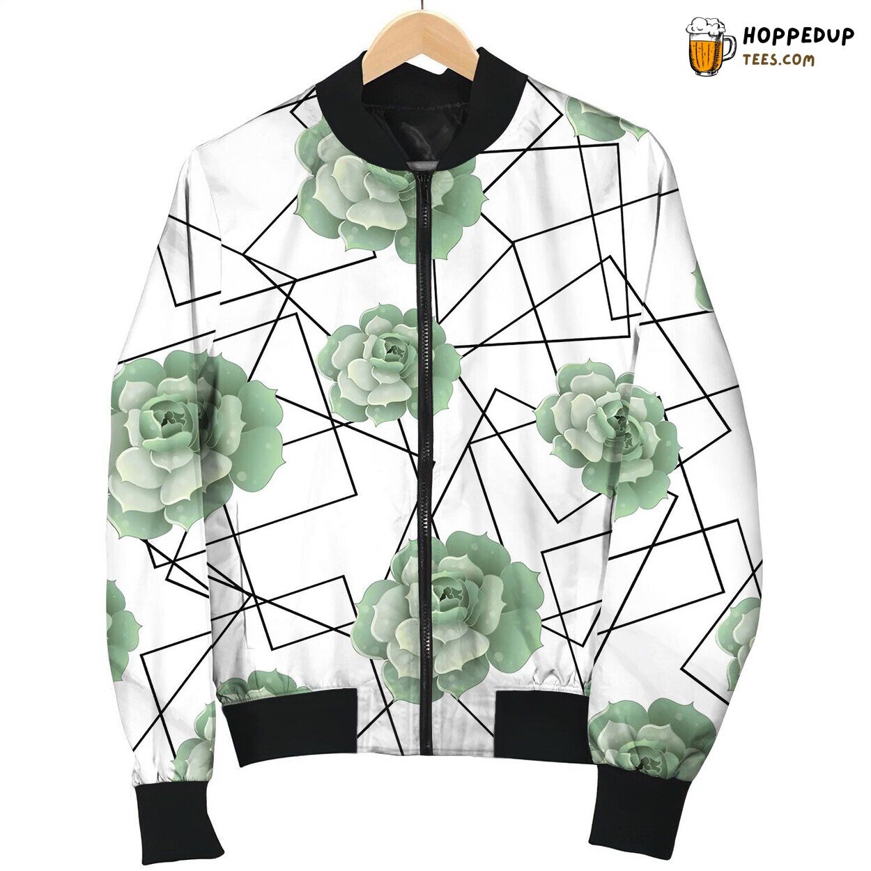 Seamless Pattern With Succulents And Frames Bomber Jacket