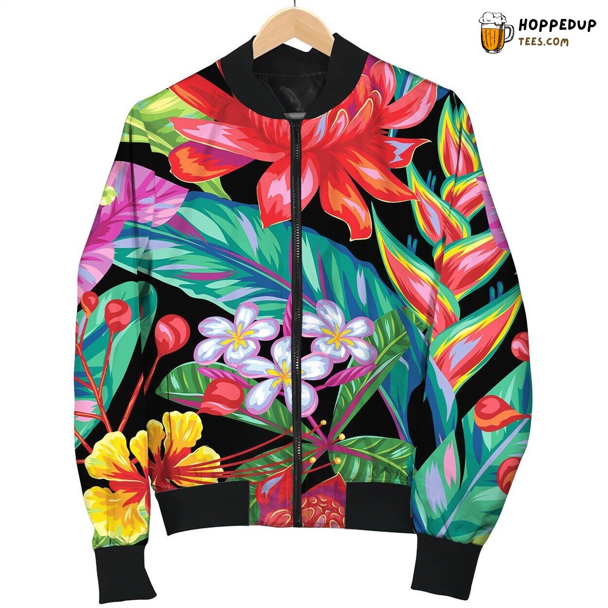 Seamless Pattern With Thailand Flowers Tropical Bomber Jacket
