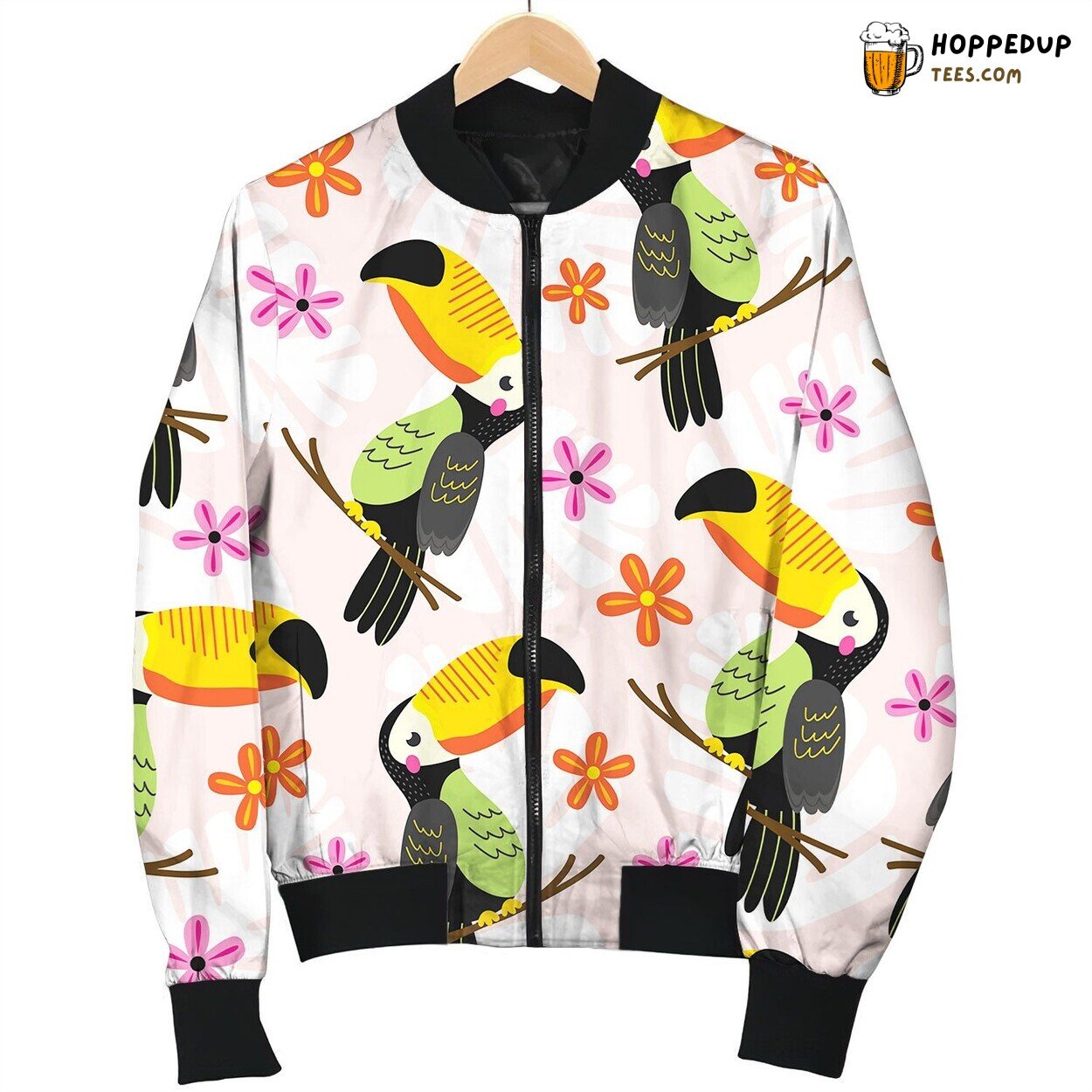 Seamless Pattern With Toucan Bomber Jacket