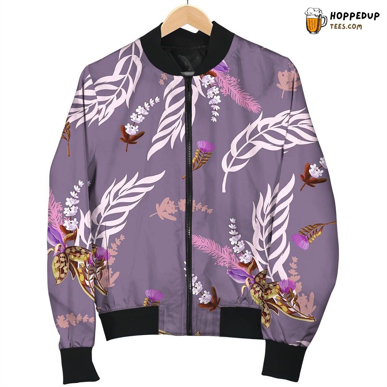 Seamless Pattern With Tropical And Wild Flowers Bomber Jacket
