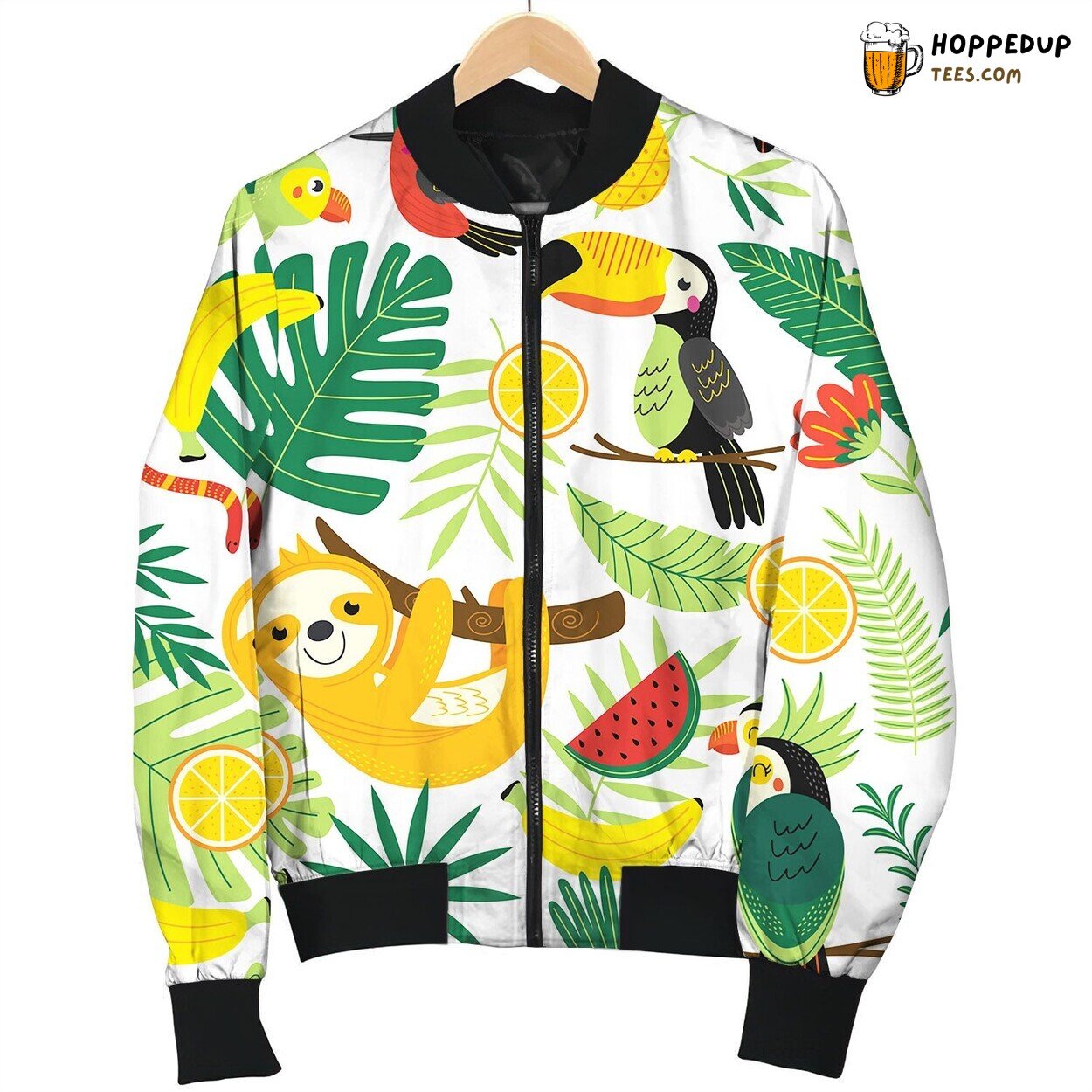Seamless Pattern With Tropical Animals Bomber Jacket