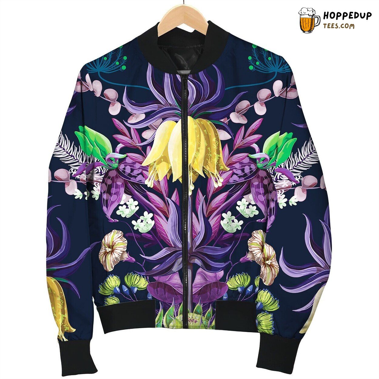 Seamless Pattern With Tropical Flowers Bomber Jacket