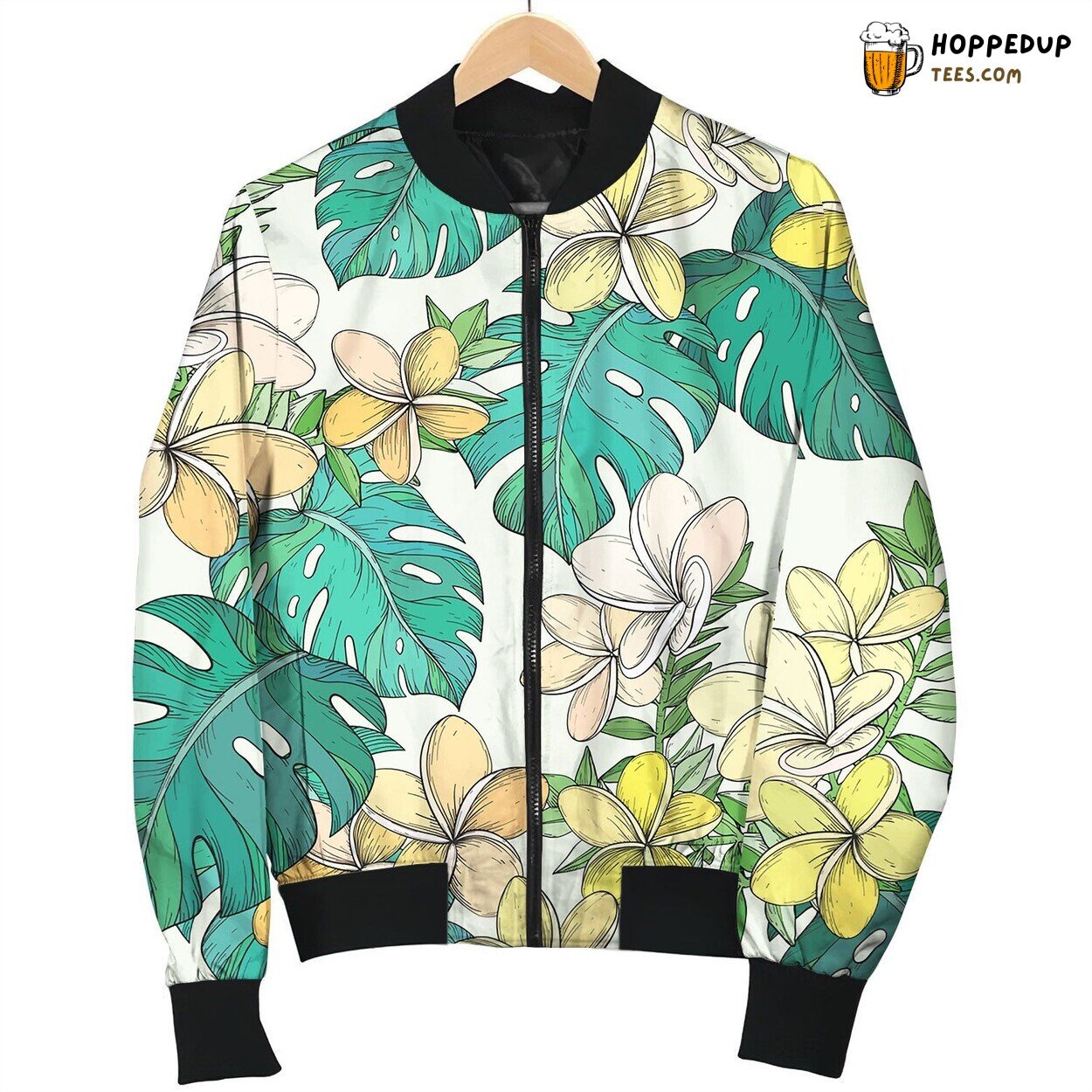 Seamless Pattern With Tropical Leaves Beautiful Bomber Jacket