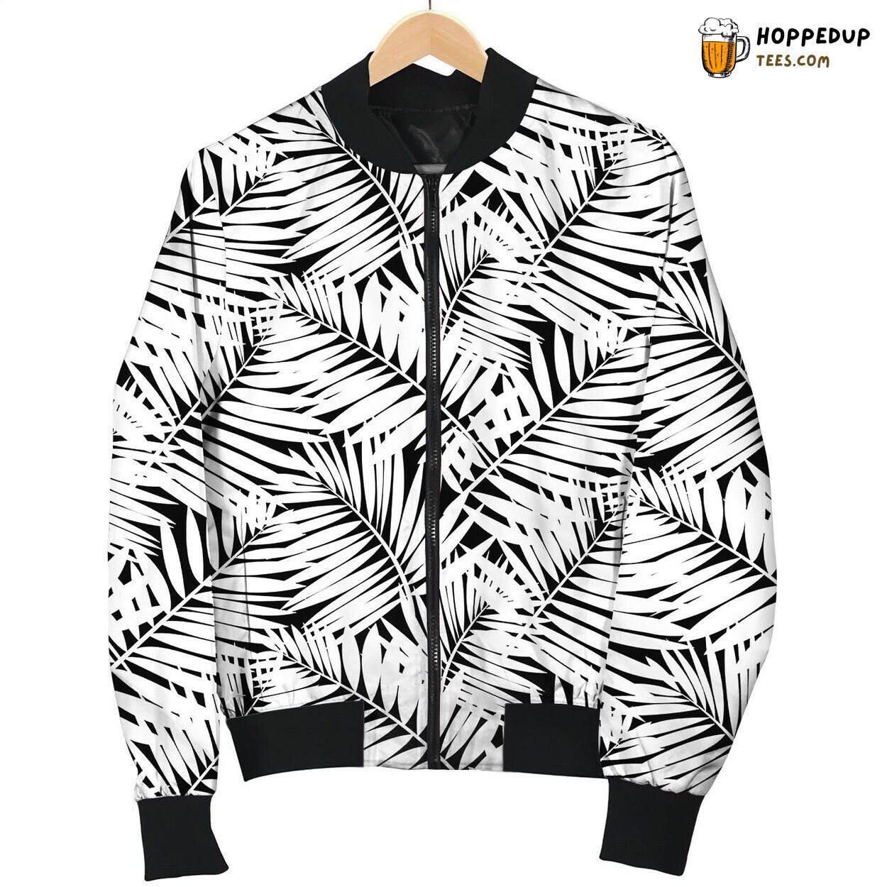Seamless Pattern With Tropical Palm Leaves Bomber Jacket
