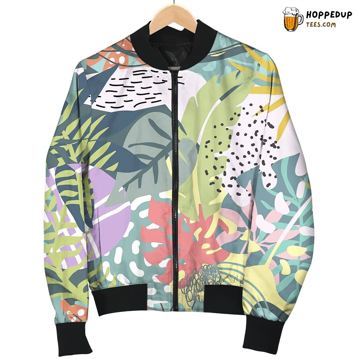 Seamless Pattern With Tropical Plants Bomber Jacket