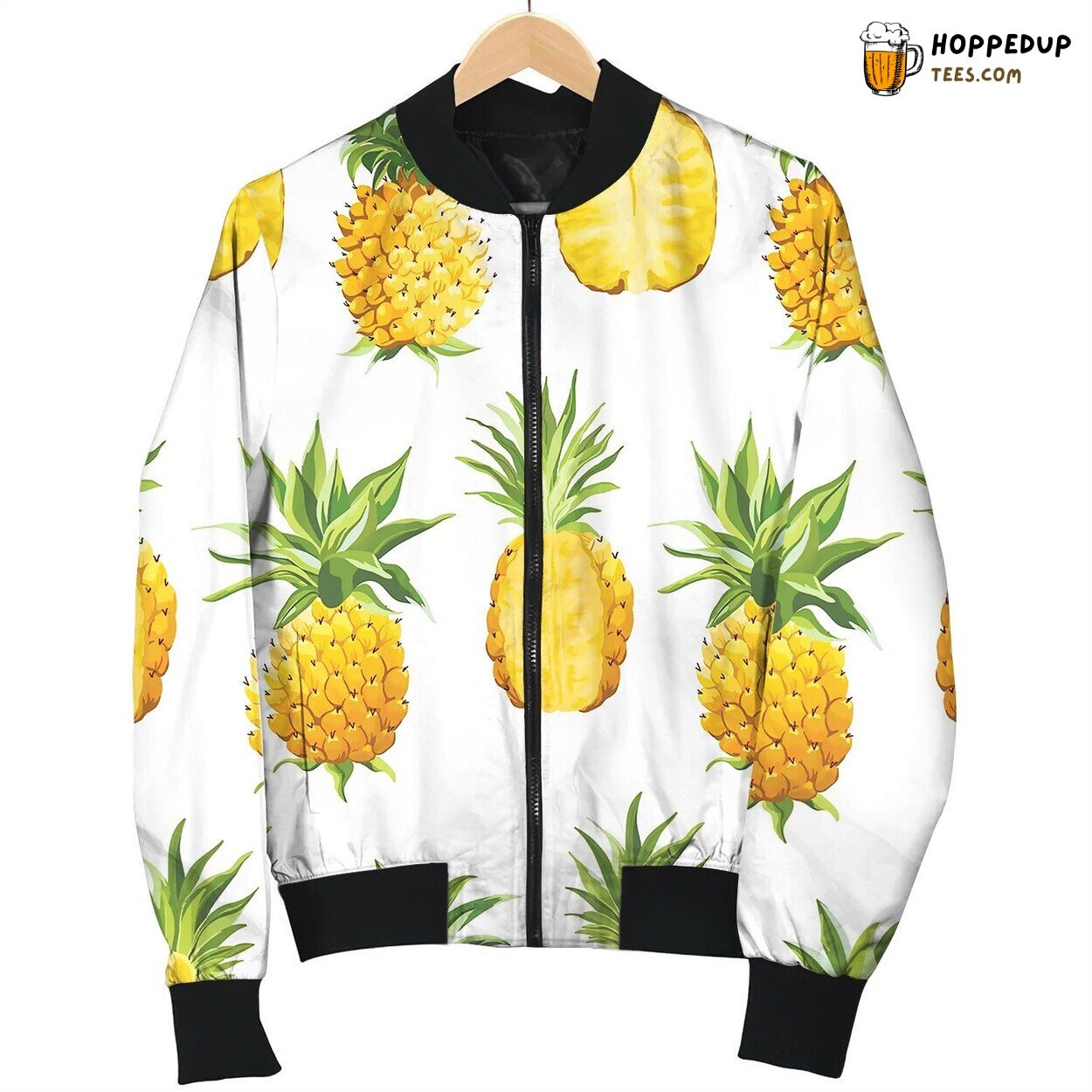 Seamless Pineapple Pattern Tropical Fruit Bomber Jacket